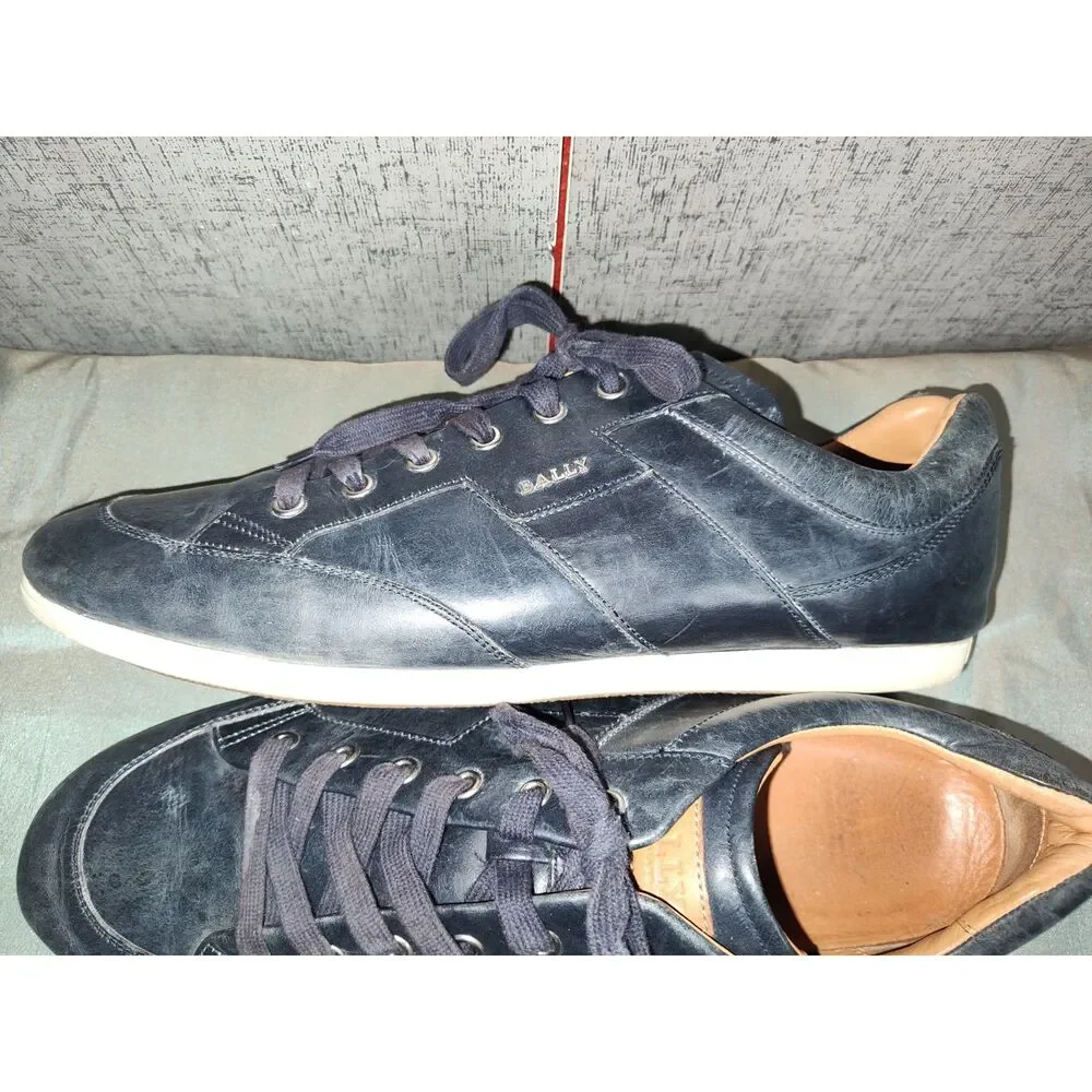 Bally Men's Navy Low Leather Shoes Sz 13D